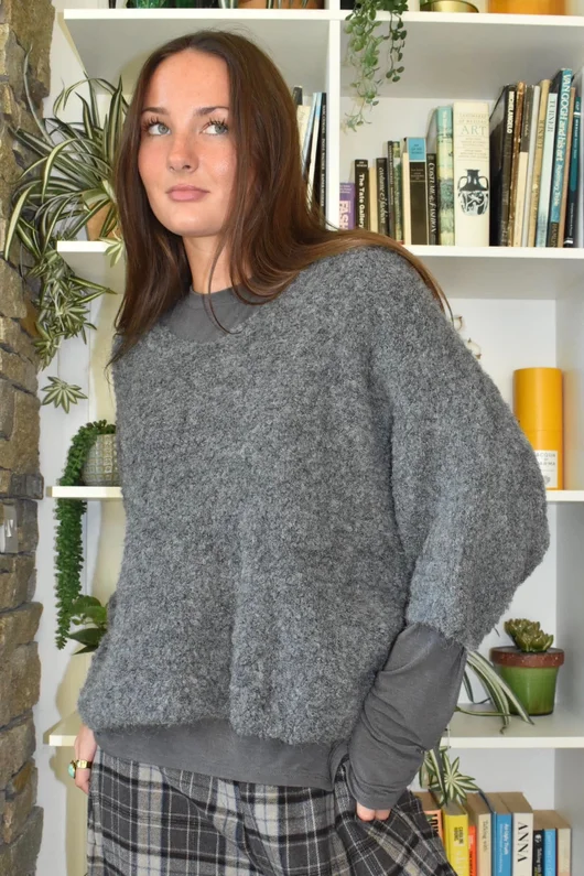 Lola Boucle Slouch Knit Grey